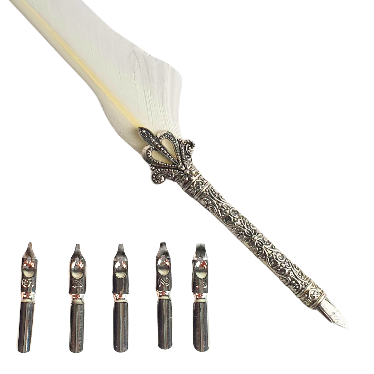 Caneta Tinteiro Simples Pena Branca Caneta Tinteiro Simples Pena Branca